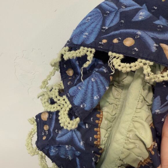 Farm Rio Women's Ocean Tapestry Maxi Dress Smocked V Neck Ruffle Printed Large - Picture 7 of 13